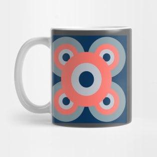 Retro flower in coral and blue - grey colour palette, large pattern Mug